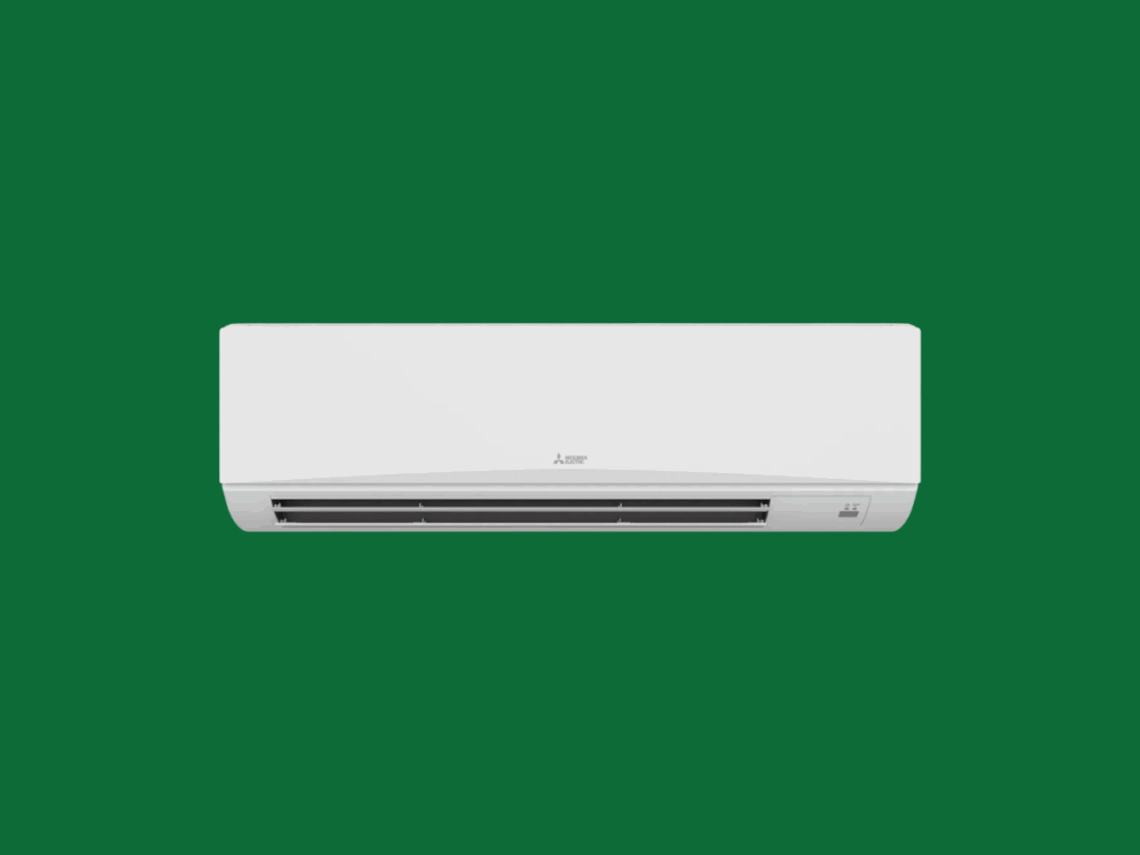 Mitsubishi hvac system on a green wall