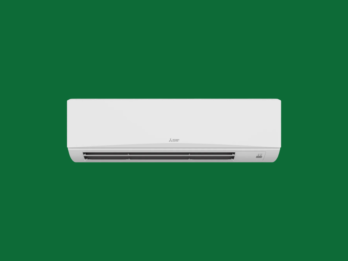 Mitsubishi hvac system on a green wall