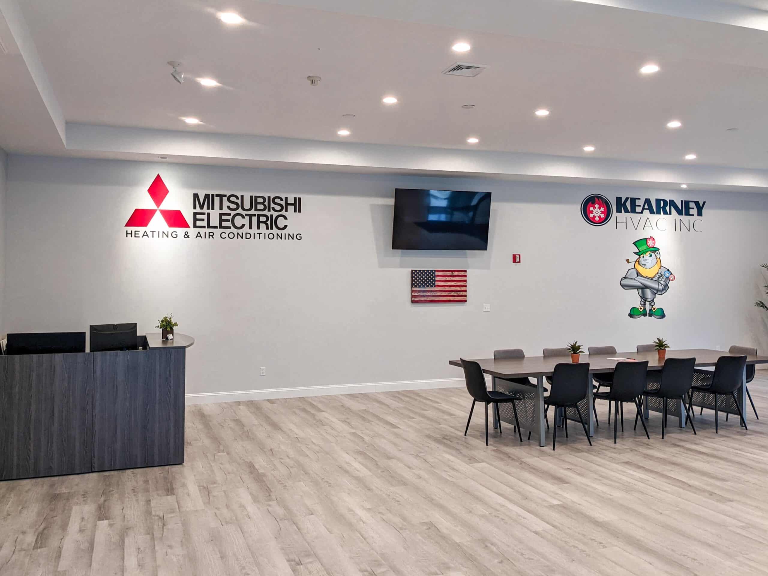 Kearney HVAC Showroom with Mitsubishi Electric Logo