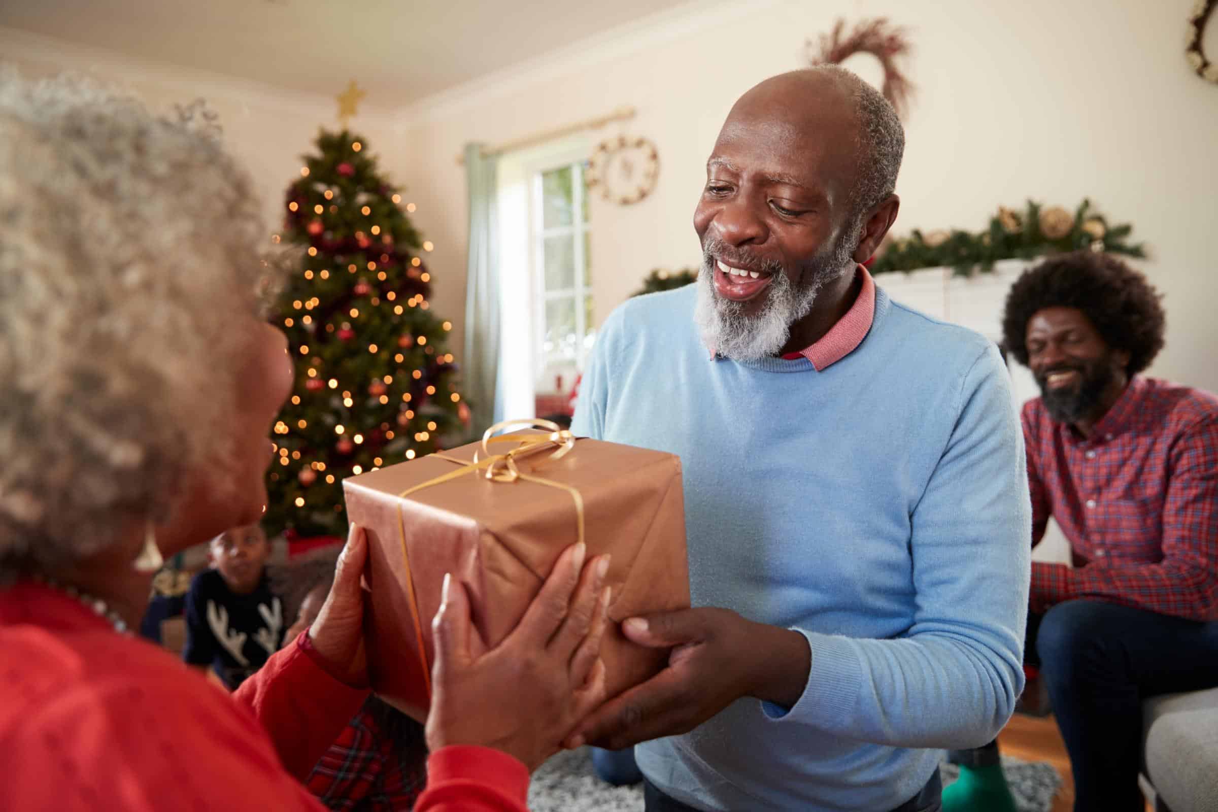 Family exchanging gifts