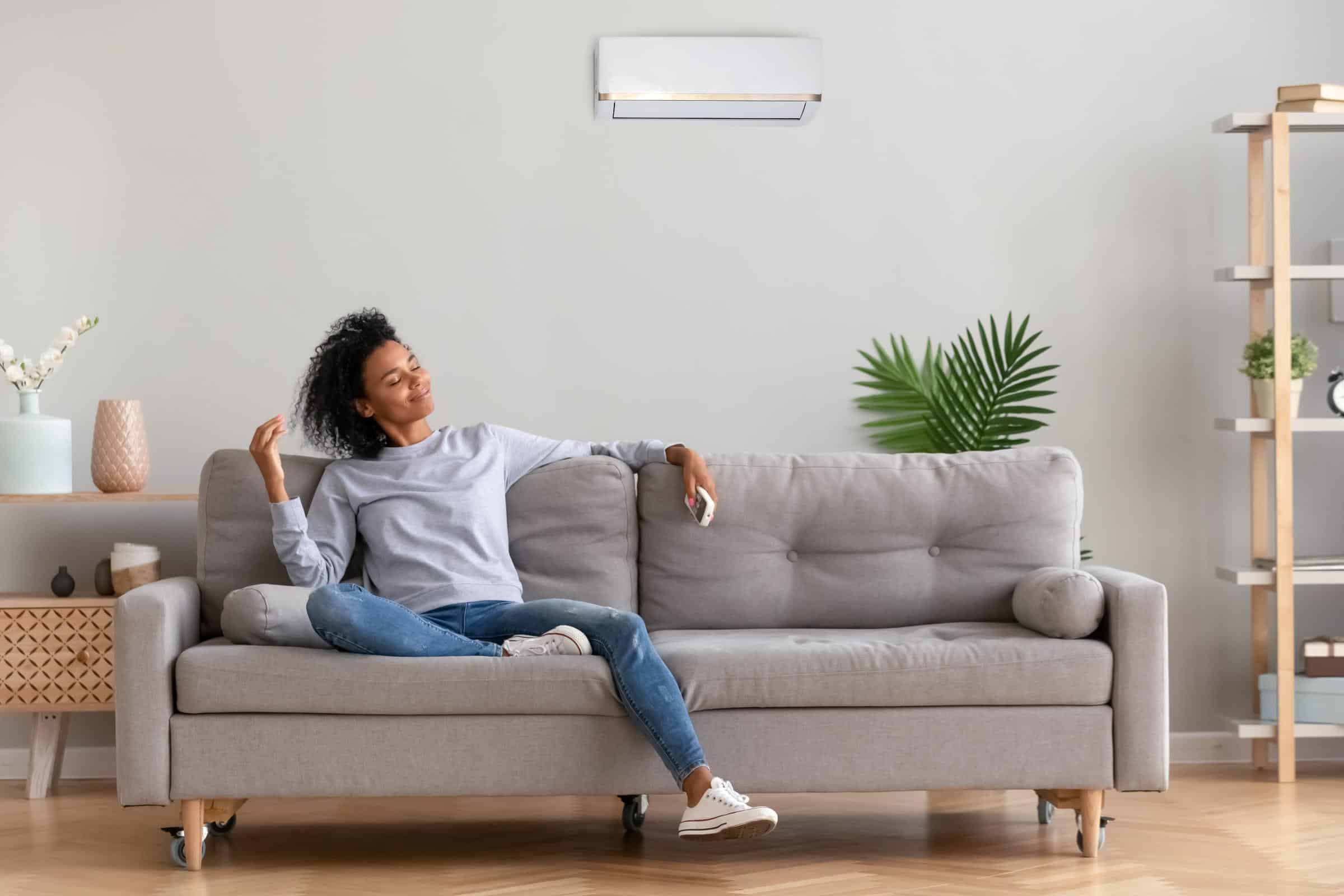 Woman relaxing on couch