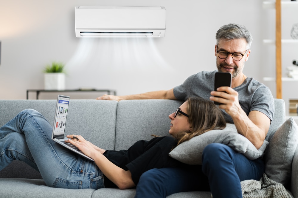 Couple relaxing on couch