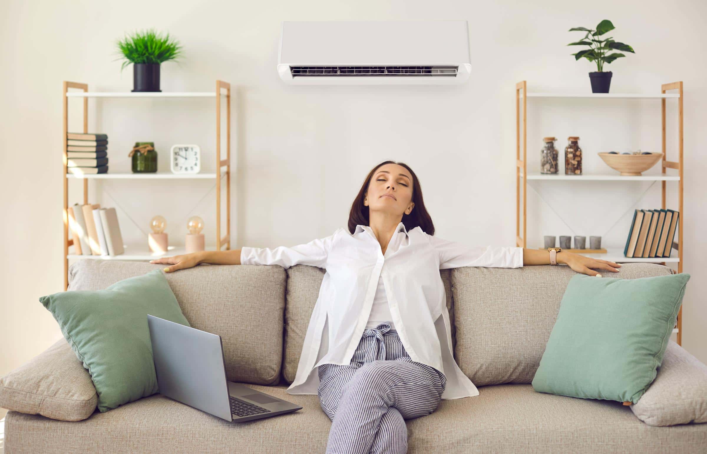 Woman relaxing on couch