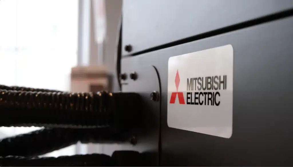 Mitsubishi electric heat pump close up
