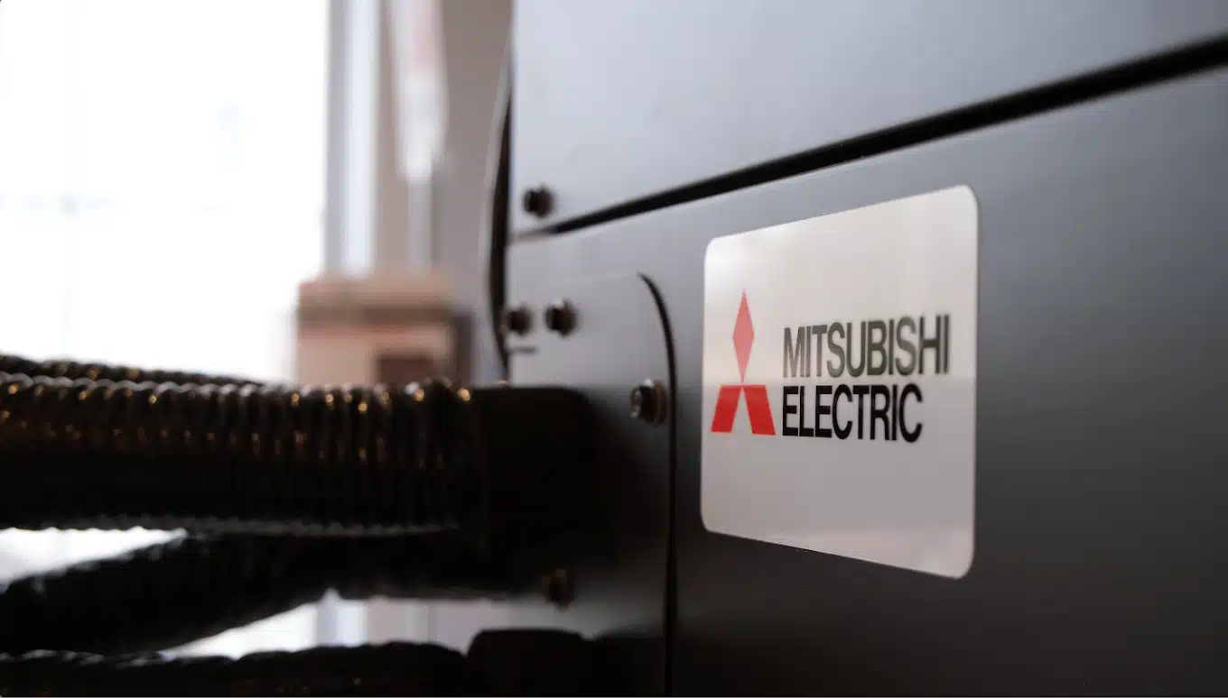 Mitsubishi electric heat pump close up